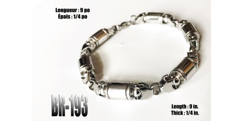 Br-193, Bracelet cylindres « stainless steel »  